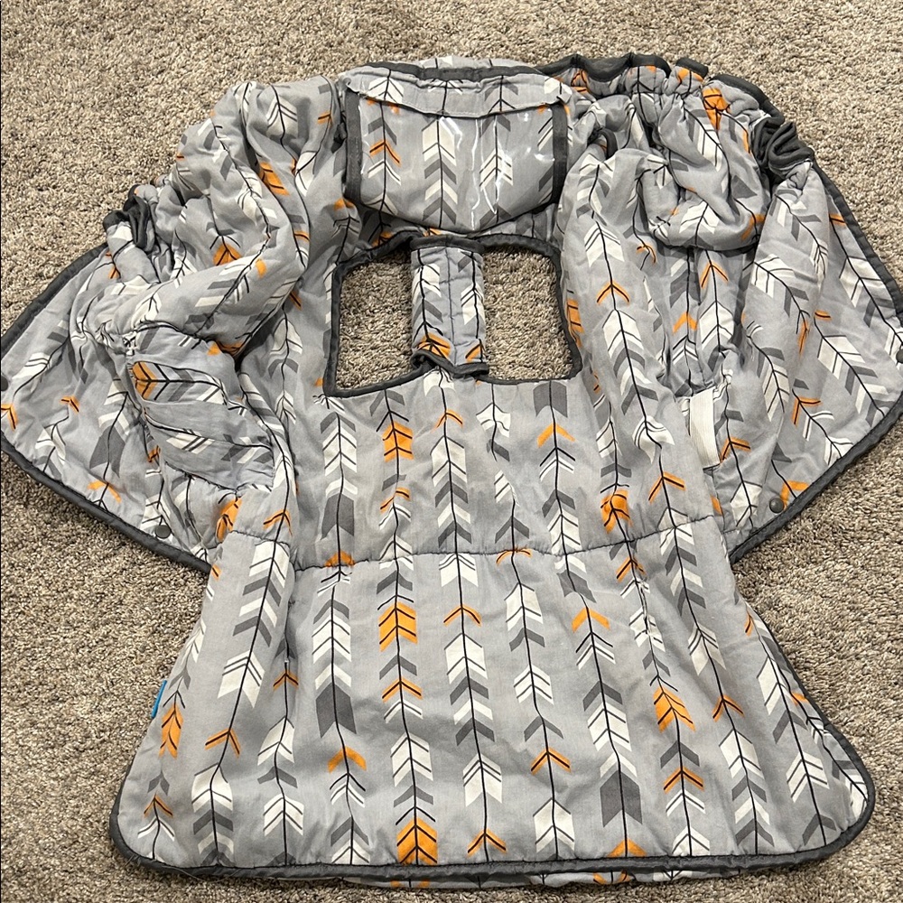 Shopping Cart Cover for Baby: Gray and Orange Arrow Pattern